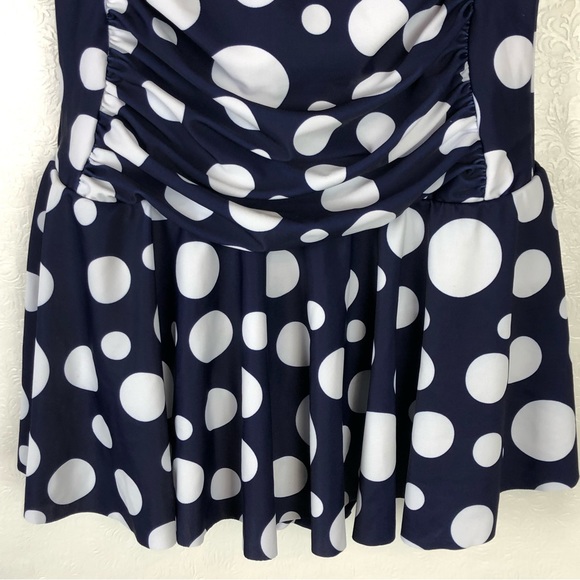 Zeraca Classic Luxury retro style polka dot bathing suit Med blue/ white - Picture 3 of 12